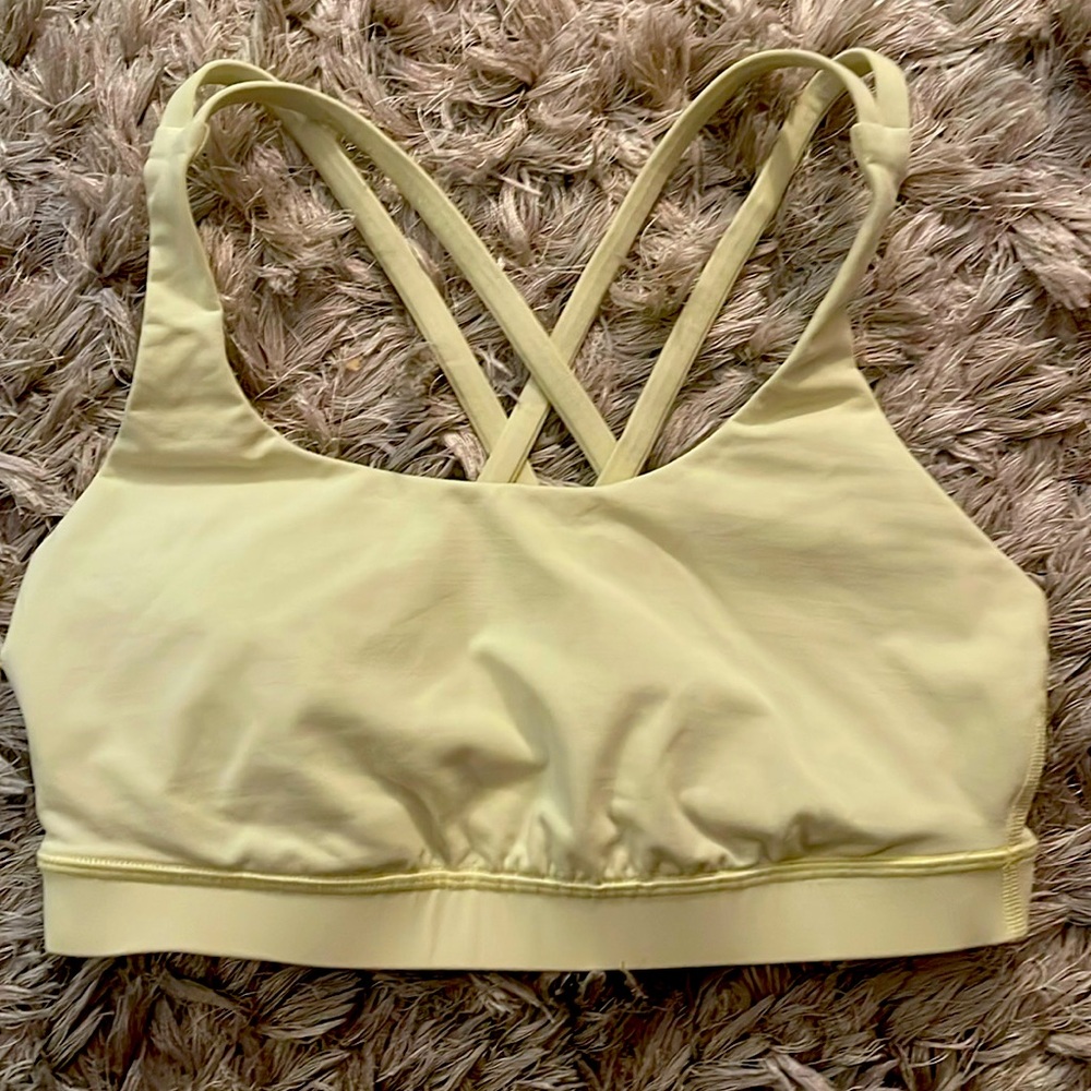 Lululemon Energy Longline Bra. Light Yellow Cup B C size 8. Like new, worn once.